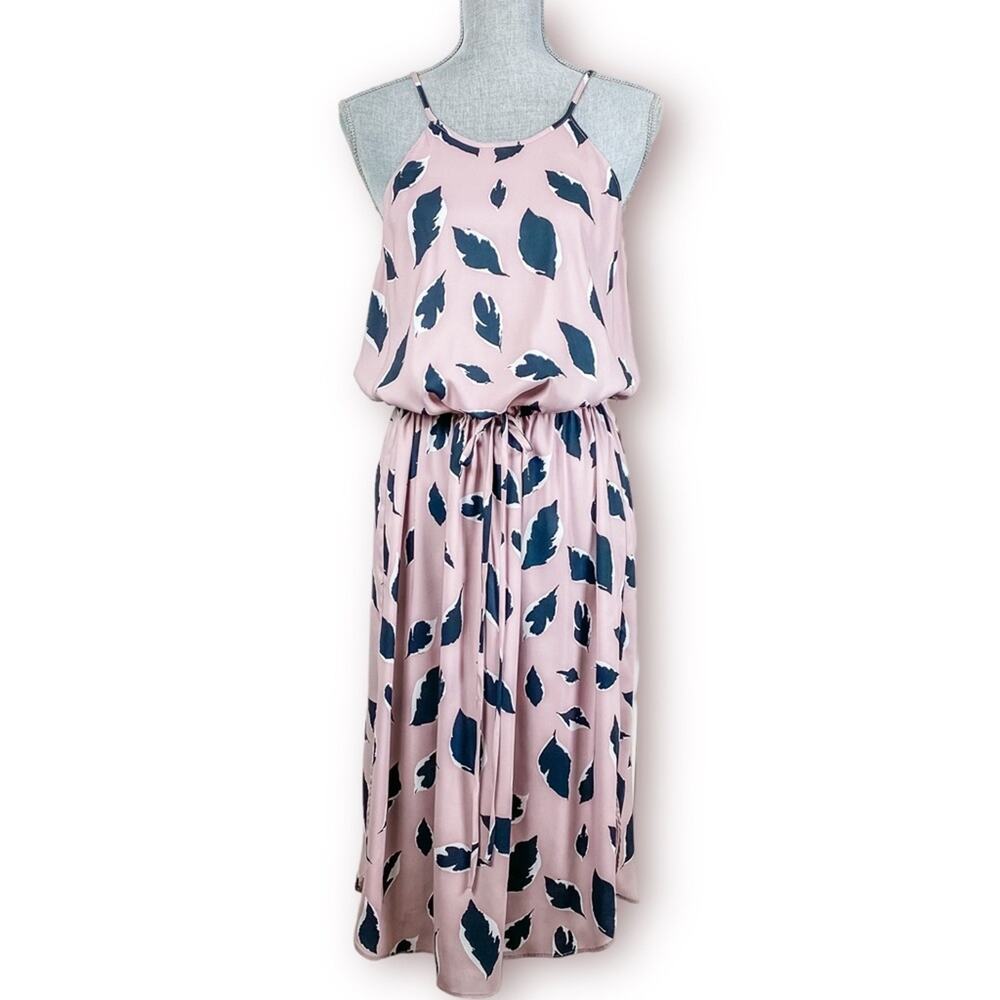 LOFT Mauve Lavender Leaf Print Dress